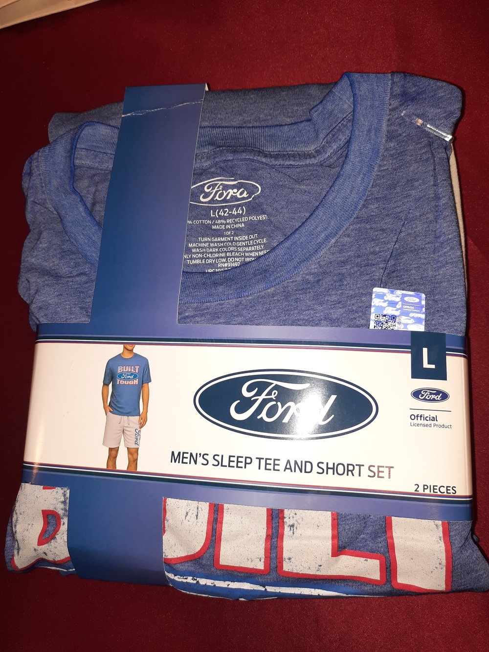 Ford Blue Men's Sleep Tee and Short Set Size Large